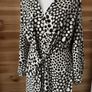 dress River Island long sleeve wrap effect off white and black dots pattern size 38 Image 8