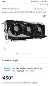 Gigabyte AMD Radeon RX 6600 XT Gaming OC 8G