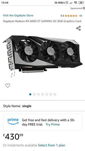 Gigabyte AMD Radeon RX 6600 XT Gaming OC 8G