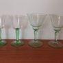 Two Pairs of Fabulous Vintage Cocktail/Liqueur/Small Wine Glasses in Clear and Green Glass, Unknown Makers, but Quality Hand Blown Glass Image 5