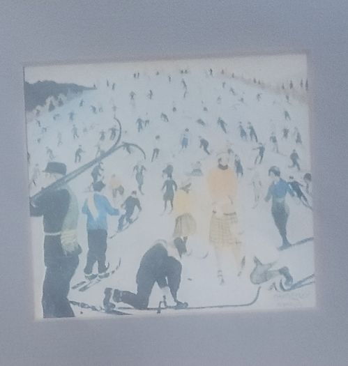 Free Professionally framed small Watercolour Paintings with skiing theme
