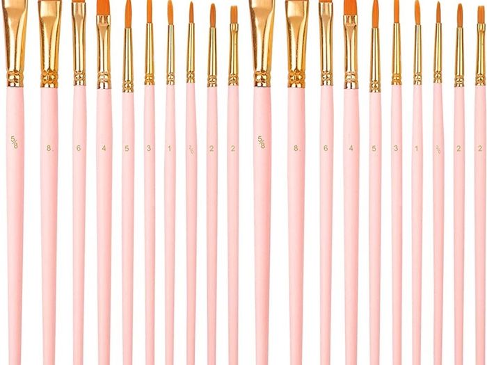 20 PCS Nylon Hair Paint Brushes Set for Acrylic Oil Watercolor Gouache Painting Face Paint Brushes for Children and Adults