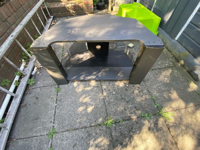 Tv Stand Solid Grey With Tempered Glass Shelf