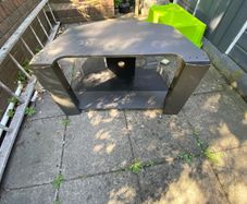 Tv Stand Solid Grey With Tempered Glass Shelf