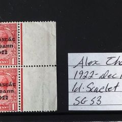 Ireland Feb 1922 Alex Thom 1d Carmine Sg3 MNH Marginal Block of 4