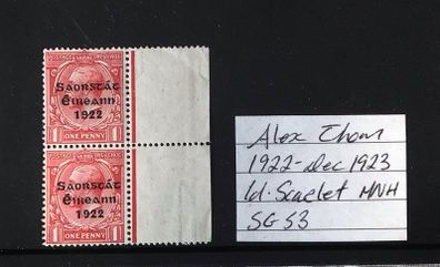 Ireland Feb 1922 Alex Thom 1d Carmine Sg3 MNH Marginal Block of 4