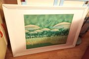 Large Art Silkscreen Print Framed