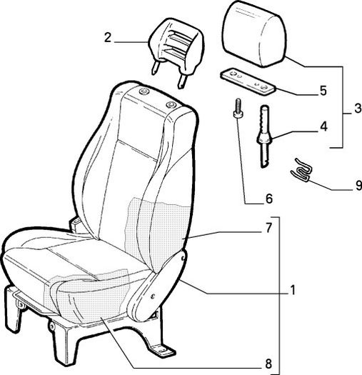 Front Seat Headrest (Fiat Punto 176)
