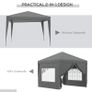 3 x 3 Meters Pop Up Water Resistant Gazebo Wedding Camping Party Tent Canopy Marquee with Carry Bag and 2 Windows, Grey Image 8