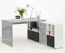 Lexa straight/corner walnut home office desk & storage