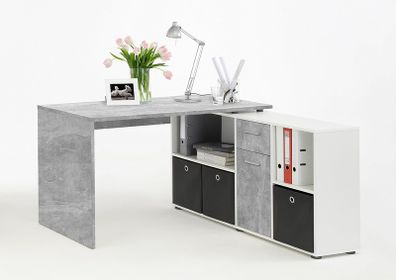 Lexa straight/corner walnut home office desk & storage