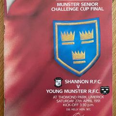 1991 Young Munster v Shannon RFC - Munster Senior Challenge Cup Final Programme