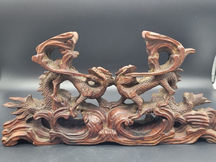 Chinese Qing Carved Dragon Incense Stand 19th Century