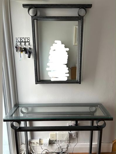 Metal mirror and matching table
