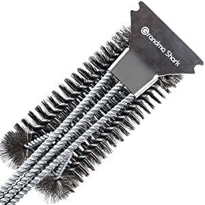 18" Grill Cleaning Brush, BBQ Grill Barbecue Brush with Extra long stainless steel bristles PP thermal insulation handle, Perfect barbecue accessories for charcoal gas electric grill