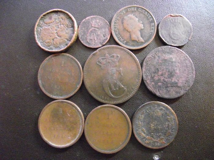 Lot Of Old Danish Coins (1813-1874)