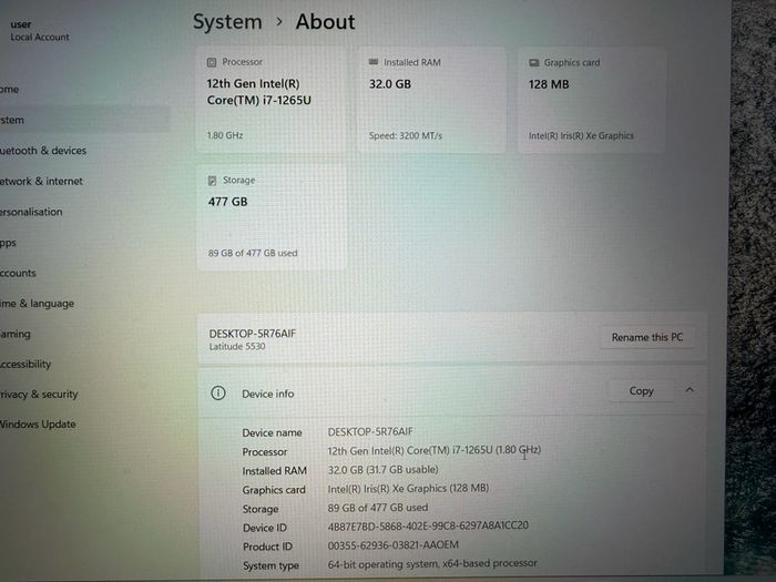 Dell 5530 15.6 | i7 12th Gen | 32GB Ram | 512GB SSD