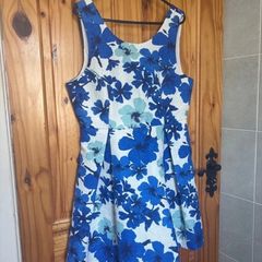 white & blue dress