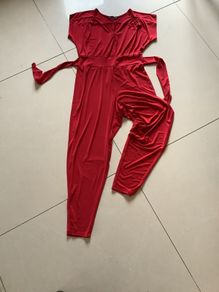 Red short sleeve jumpsuit