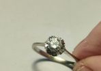 Diamond cluster engagement ring with papers