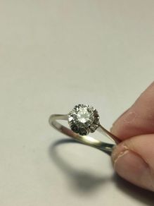 Diamond cluster engagement ring with papers