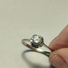 Diamond cluster engagement ring with papers