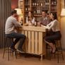 Home Bar Unit Wine Bar Cabinet Table 3-Tier with Storage Shelves, Opener Storage Box & Adjustable Foot Pads Image 4
