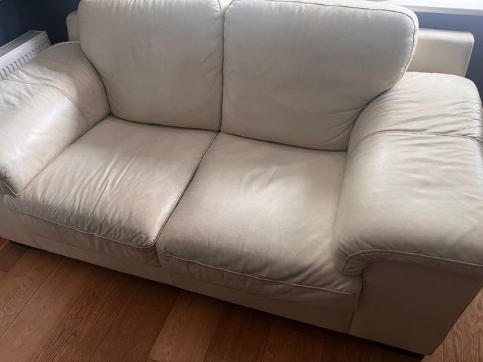 Cream Leather Sofa
