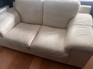 Cream Leather Sofa