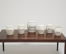 20th Century Set of 6 Antique Cream Pottery Storage Jars, 1900s.