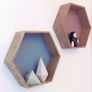 Hexagon Wooden Wall Shelves /Pastel Blue Interior (Set of 2) Image 5