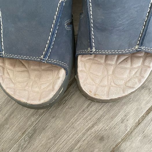 Vintage Dr Martens 8B10 Blue Nubuck Leather Slides Sandals Chunky Y2K 90s Size UK7