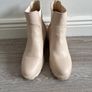 Cream Lug Sole Platform Heeled Boots - Size 5 Image 4