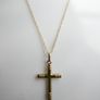 Vintage sold 9K Yellow Gold 375 Engraved Cross Pendant Necklace length 18" - 1,3g Image 10