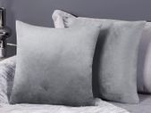 Pack of 2 Crushed Velvet Cushion Covers 45 x 45cm 18x18 Inches Throw Pillow Cases Plain Cushion Protectors for Sofas with Invisible Zipper Grey