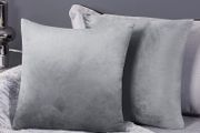 Pack of 2 Crushed Velvet Cushion Covers 45 x 45cm 18x18 Inches Throw Pillow Cases Plain Cushion Protectors for Sofas with Invisible Zipper Grey
