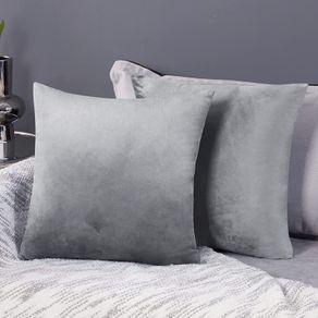 Pack of 2 Crushed Velvet Cushion Covers 45 x 45cm 18x18 Inches Throw Pillow Cases Plain Cushion Protectors for Sofas with Invisible Zipper Grey