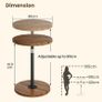 Small Side Table, Adjustable-Height Round Drink Table for Small Spaces, Pedestal Martini Table, Cocktail Tables Weighted Base for Living Room, Bedroom, Bathroom, Office, Walnut Image 3