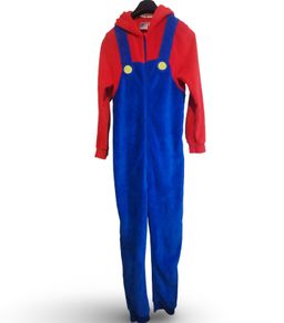 Super Mario Brother Bros Onesie Nintendo Full Zip Bodysuit One Piece Size 12-14 Year