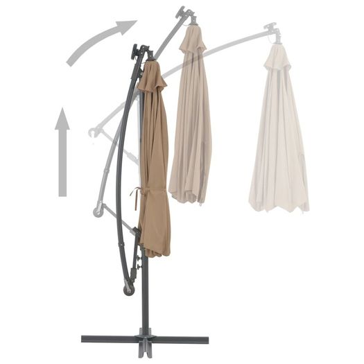 Cantilever Umbrella with LED Lights and Steel Pole 300 cm Taupe
