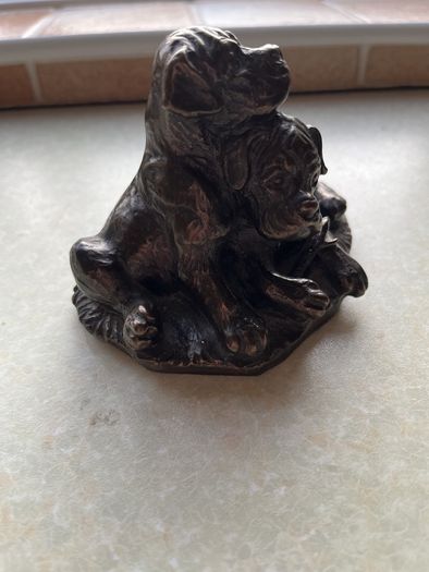 Heriditoes Bronze Cold Cast Resin Pair Boxer Puppies VGC