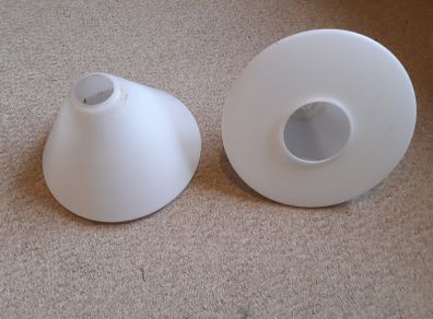 Two Vintage Frosted Glass Ceiling Light Shades