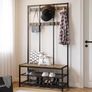 Large Coat Rack Stand Industrial Coat Stand with Hooks and Shoe Bench Clothes Hat Rack Shelf Metal Frame for Bedroom Living Room Hallway with 12 Hooks Image 4