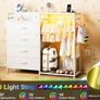 Chest of Drawers Bedroom with Hanging Rail, 110x30x106cm, White  Built-in LED Lighting and Power Socket, Reversible 6-Drawer Design, Fabric Chest of Drawers for Bedrooms and Living Rooms Image 2