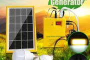 Solar Panel Generator System Portable Home Kit LED Light USB Camping Tent Camper Van Tent Charger W/ 2 Bulbs