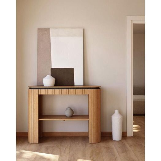Licia console table with 1 drawer in natural colour