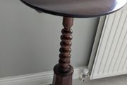 Vintage dark wood pedestal side table