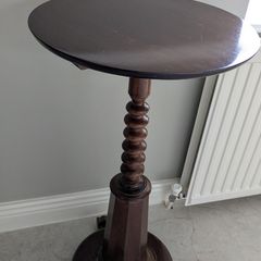 Vintage dark wood pedestal side table