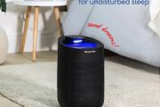 Ozone Free, 750ml/day 2 in 1 Black Dehumidifier/Air Purifier, 20m2 Room Size, LED Lighting &amp; Captures Bacteria, for Home, Kitchen, Basement, Garage, Caravan