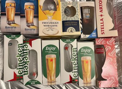Birra Moretti Heineken Stella Bavaria Pint Glasses Beer